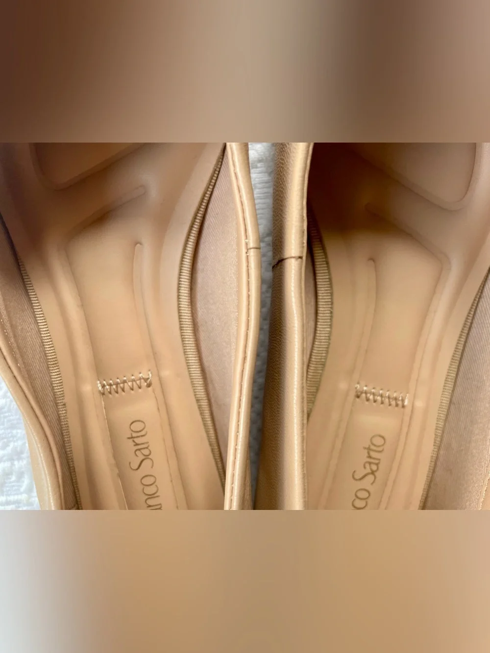 Franco Sarto Women’s Tan Leather Square-Toe Ballet Flats Size 6